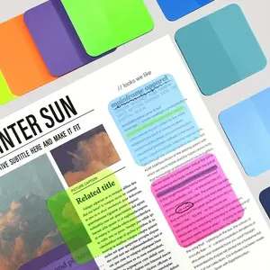 8 Pads 160 Sheets Transparent Sticky Notes, 8 Colors Square Shape Waterproof Self-Adhesive Pads