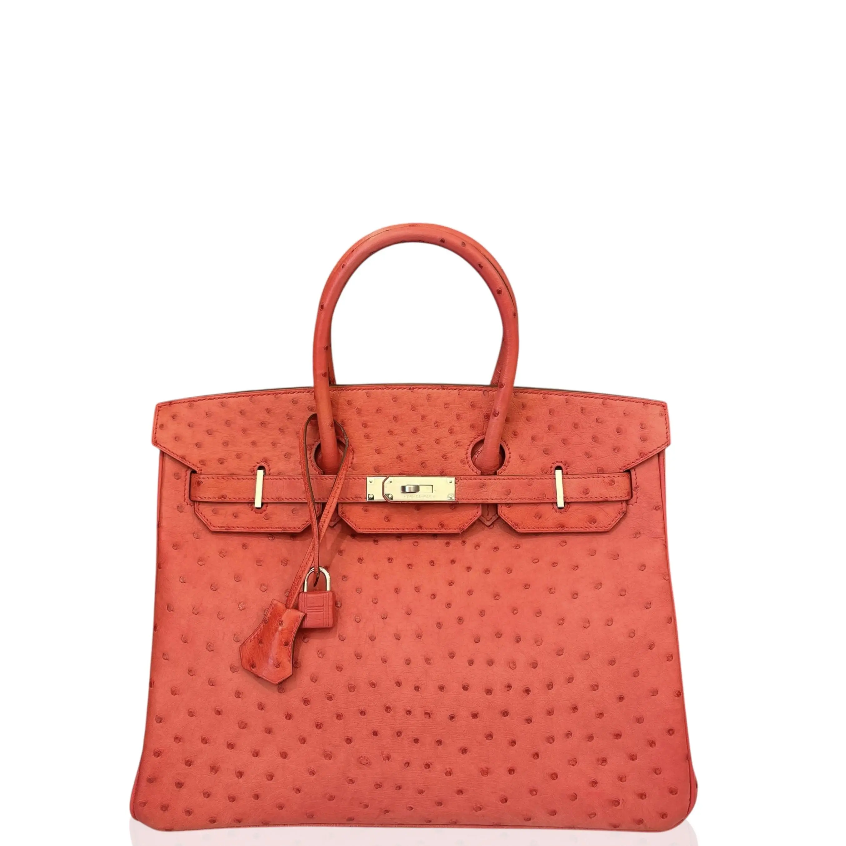 Pre-owned HERMÈS Leather tote bags Hermes Birkin 35 Ostrich A5 Bougainvillier (md060426a0)