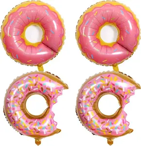 Donut Balloons Sweet Candy Donut Shaped  Foil Mylar Balloons for Theme Birthday Party Supplies  Shower Wedding Decorations 28 inch 4 count