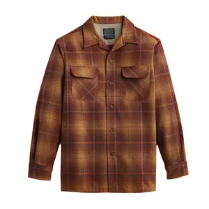Pendleton Men's 2023 Gold-Rust Ombre Wool Board Shirt, Menswear Casual Top with Premium Fabric