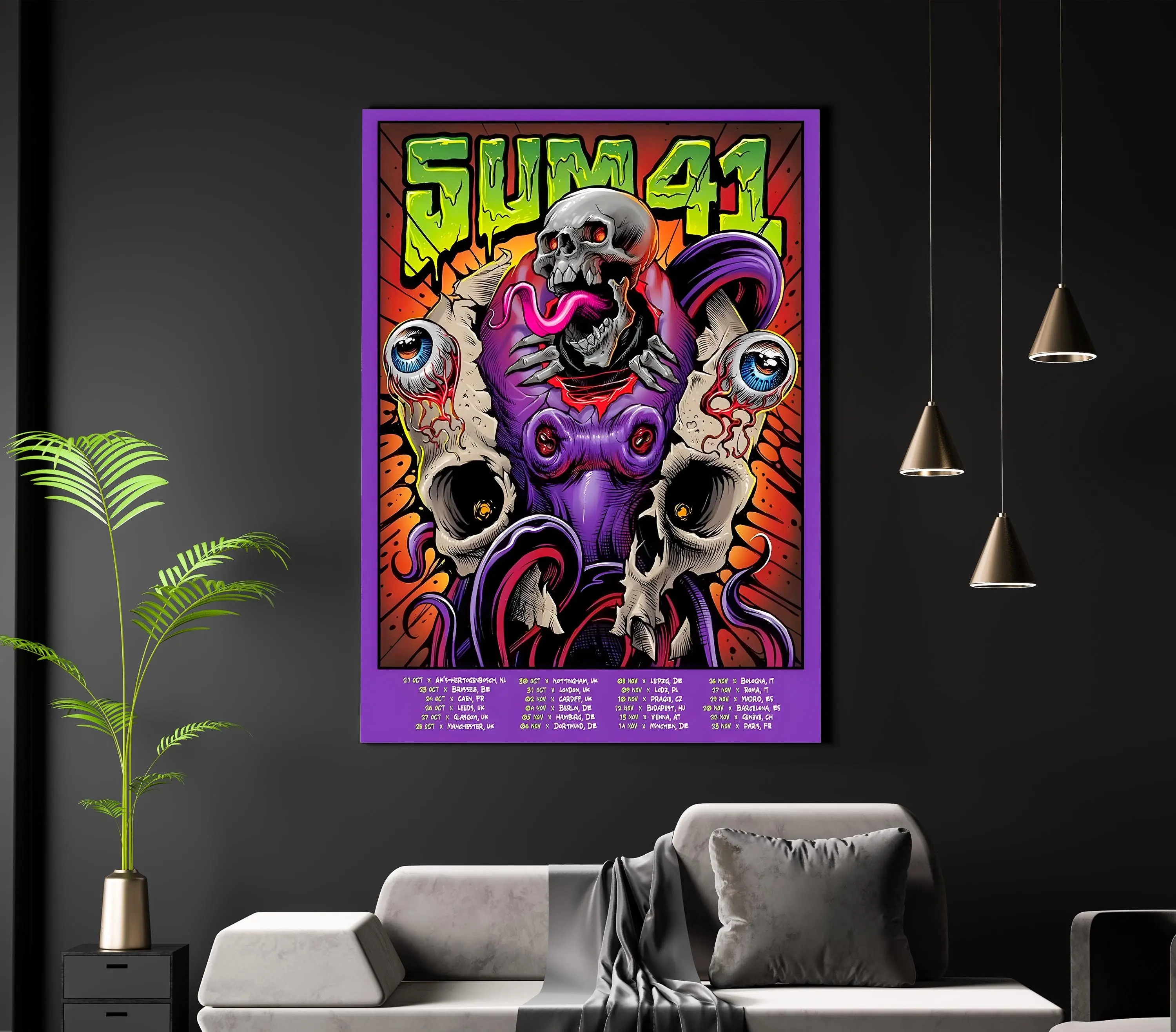 SUM 41 REPRODUCTION Gig Poster Matte  Final UK Tour. Vintage Rock Metal Concert. Heaven/Hell Pop Punk Metal