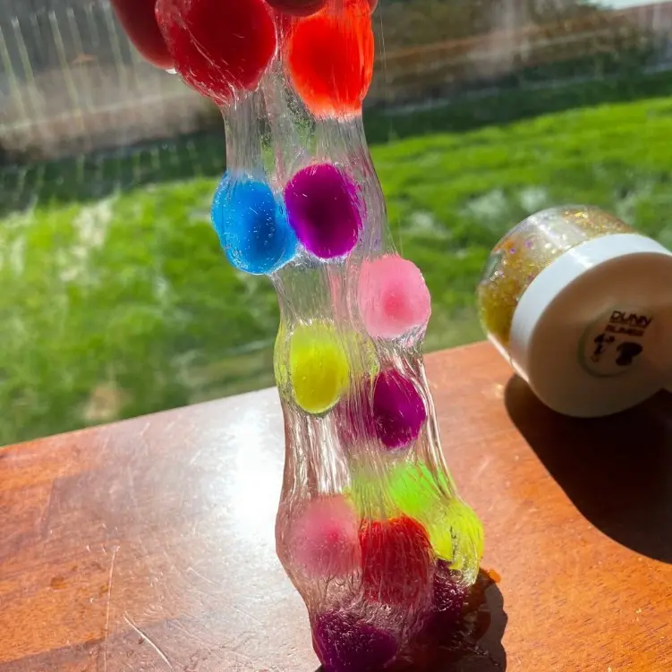 Rainbow Poof Clear Slime - Unscented Light Texture with Colorful Pops - Unique Batch Colors - Fun & Simple Slime Experience