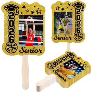 Gerrii 24 Pcs 2026 Senior Night Gifts DIY Photo Fans Custom Graduation Picture Props Hand Photo Frame for Senior Night Decorations Holidays Baseball Softba