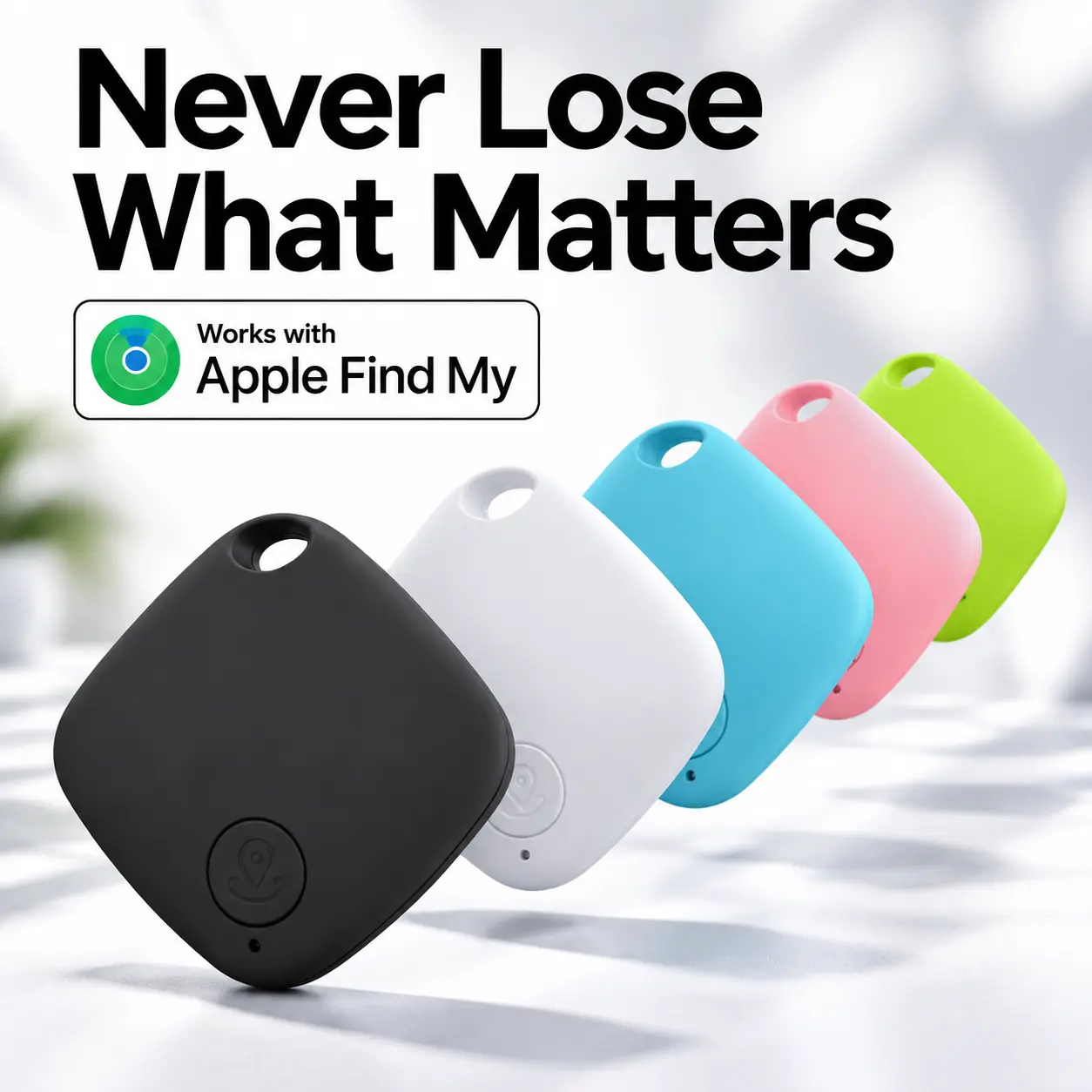 Bluetooth Tracker Tag, Works with Apple Find My (iOS Only), Smart Key Finder Locator for Keys, Wallets, Luggage, Backpacks & Pets, Replaceable Battery, Lost Item Finder