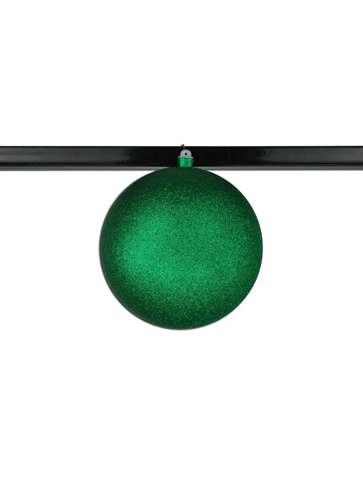212 MAIN 8 in. Green Glitter Ball Ornaments with Wire, Pack of 2, Christmas Tree Hanging Decorations, Festive Party Decor (Model ORN-BLKG-200-GR-2PK)