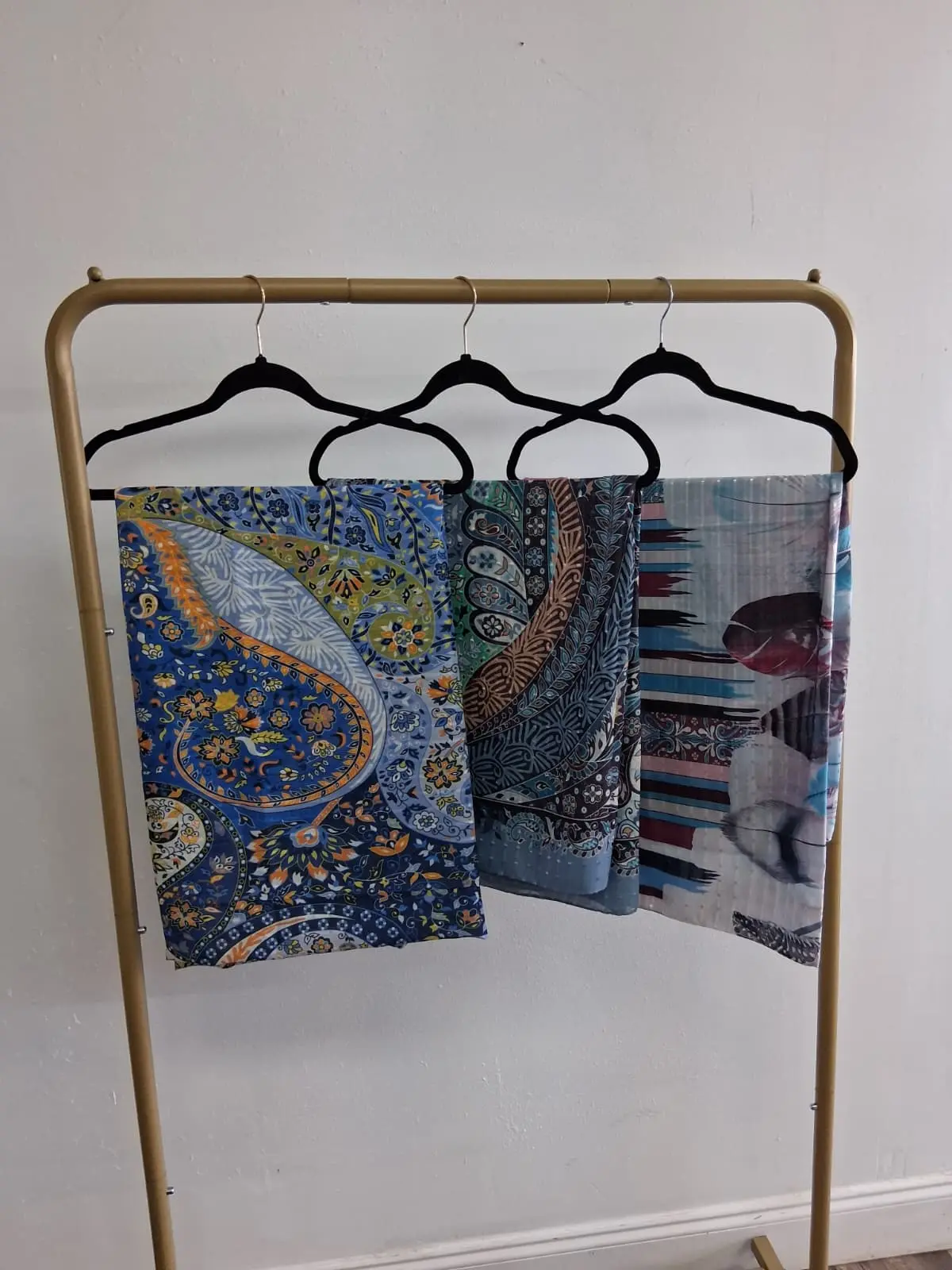 Colorful Scarves in Blue Gray Orange and Purple for Stylish Outfits