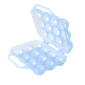 360 stand 12-Egg Plastic Storage Holder with Handle, Blue Stacking-Safe Pet Feeding Supply Carrier, Secure Holds, Egg Storage
