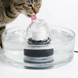 Glass Cat and Dog Water Fountain 90oz/2.7L, Automatic Pet Water Dispenser with Quiet Pump