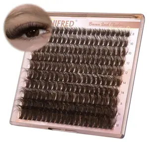 Brown Lash Clusters Dark Brown Individual Lashes Wispy Thick Volume Lash Extension D Curvature Clusters Eyelashes 80D Clusters Lashes by Winifred (8-18mm)