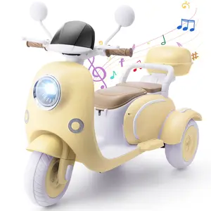 Hikole 12V Kids Electric Motorcycle – 3-Wheel 2-Seater Ride On Bike w/ Music, LED Lights, Storage Box & Portable Hook, for Ages 3-8