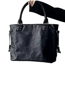 Punk Style Dark Series Handbag, Large Capacity Inner Pocket Crossbody Bag, Waterproof PU Leather Commuter Bag, Harajuku Skull Embossed Shoulder Bag