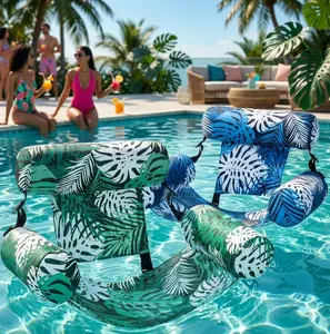 Floating Lounge Set of 2, Inflatable Backrest Pool Float Chair, Adult Size Water Hammock for Lake Beach Pool Relaxation