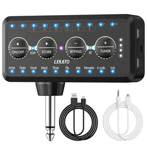 LEKATO PA-1 Guitar Headphone Amp, Rechargeable Headphone Amplifier, Bluetooth with Amp Models, IR Loading Tuner Inlay, Multi Effects, Delay, Reverb, Chorus, Overdrive, Mini Practice Amplifier