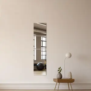 Silver Square Self-Adhesive Acrylic Mirror Wall Sticker (Non-Mirror), 1mm Shatterproof with Adhesive Backing for Installation Without Drilling, High-Definition Mirror Effect for Bathroom, Bedroom and Living Room Decoration, 25×25cm