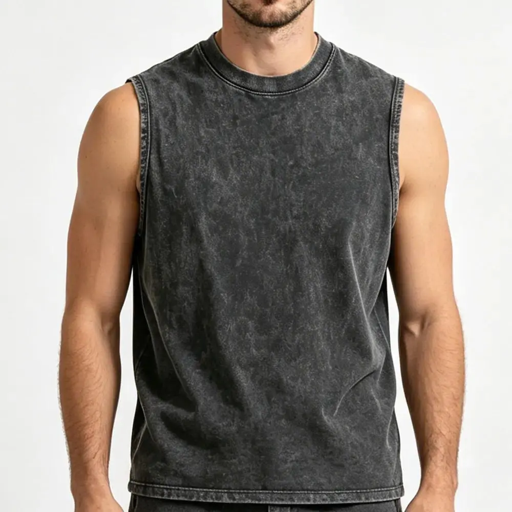 Retro Washed Black Sleeveless Tank Top |   Back "Spooky Island" Graphic |   Vintage Horror Streetwear |   100% Cotton Unisex Oversized Vest |   Great Gift for Retro & Spooky Fans