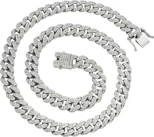Cuban Link Chain for Men/Women Gold Plated and Silver 13mm Miami Iced Out Chain with Diamond Hip Hop Jewelry Gift for Women/Men (18/20inch)