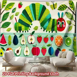 A 2D Backdrop Featuring a Cute Little Caterpillar, Perfect for Room Decoration, Photography Props, And Versatile Banner Decor for Home Decor, Parties, Studios, Family Gatherings, Gardens, And Outdoor Celebrations