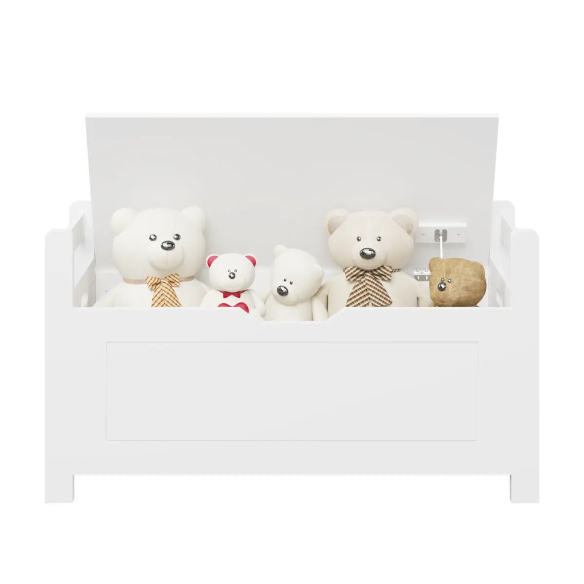 Kids White High-Density MDF Toy Box with Cushion Seat Floor Bench, Flip-Top Lid, Safety Hinge, 35''Wx15''Dx19.3''H, Non-Chemical Odor, Multi-Purpose Nursery Storage Cabinet, Easy Assembly Required, 35'' W X 15'' D X 19.3''