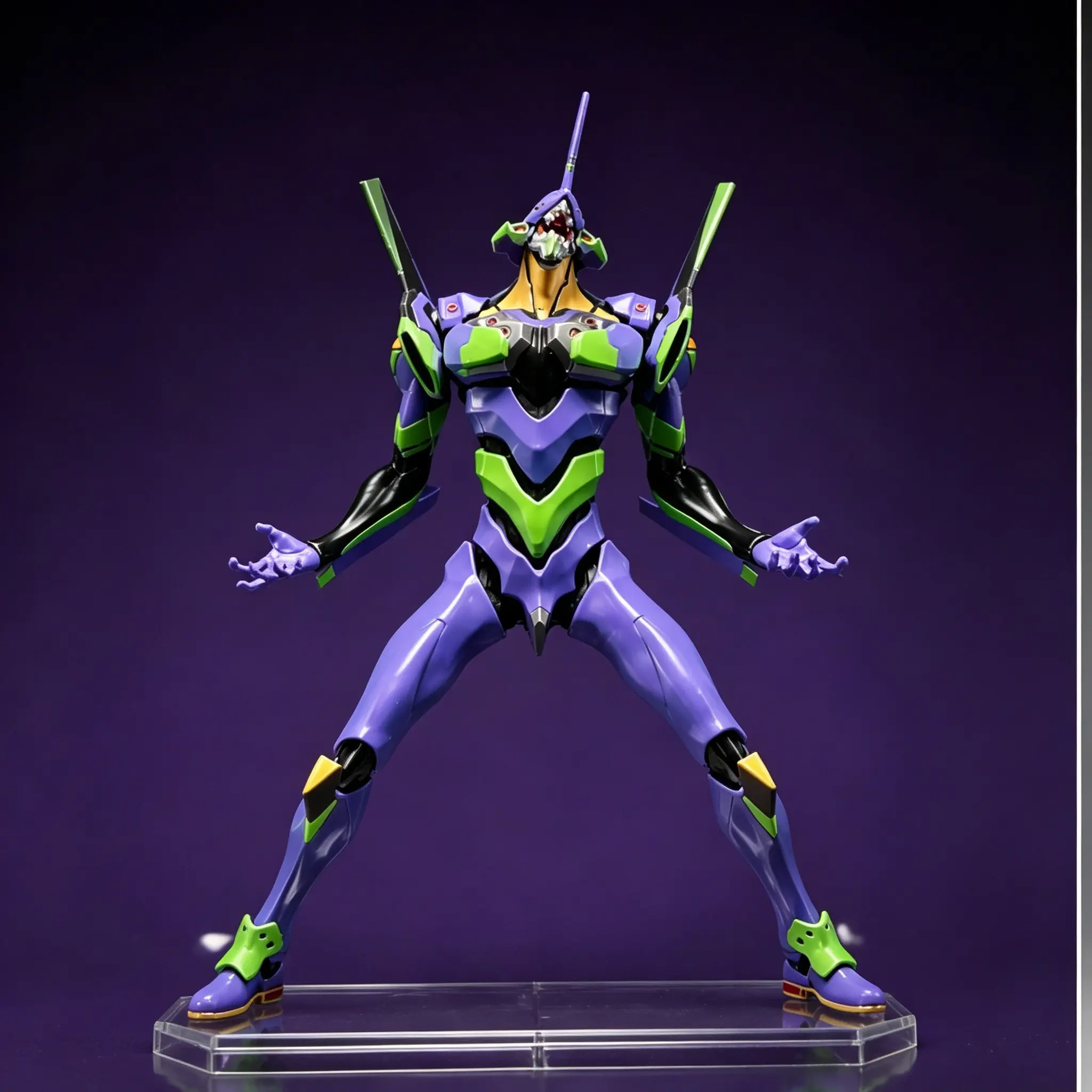 Eva Unit-01 Character Figurine, Classic Mecha Design, Glossy/matte Finish, Detailed Mechanical Joints, Transparent Base, Limited Edition