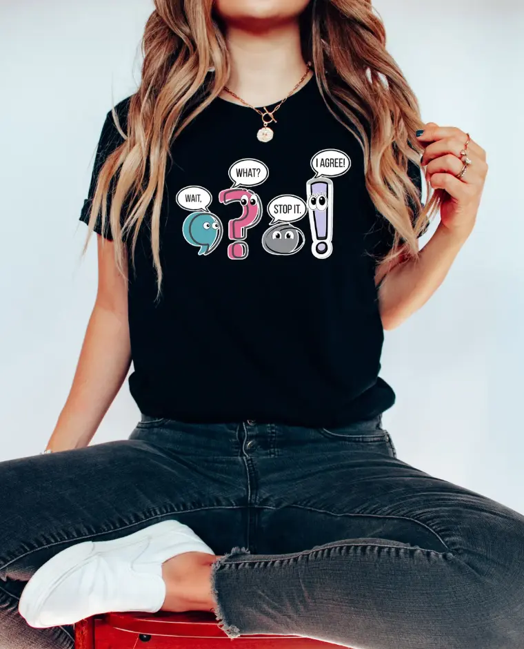 Funny Shirt – Punctuation English Teacher Tee, "Wait What Stop It I Agree" Shirt, Synonym Rolls Teacher Gift