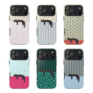 Cute Black Cat Phone Case Collection – Aesthetic Stripes & Floral Patterns,|   Phone Cover for iPhone 17 16 15 14 13 12 SE Max Pro, Gift