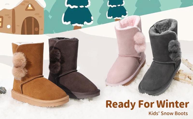 DREAM PAIRS KIDS [FuzzyChic Kid's Lolly] Toddler/Little Kid/Big Kid Winter Snow Sheepskin Fur Boots