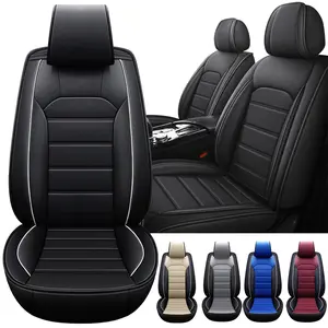 Front Car Seat Covers Custom Fit Ford F150 F250 F350 F450 Super Crew/Crew Cab Pickup Trucks,Faux Leather Front Seats Fabric Protectors (Black) 2-Pack