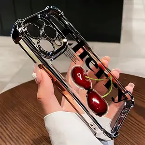 Red Fruit Cherry Pattern Phone Case Compatible with iPhone 17 Air 16 15 14 13 12 11 Pro Max Plus 16e xs max Featuring Strengthened Four Corners Soft Back for Drop Protection