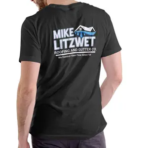 Mike Litzwet Roofing and Gutter Co Funny Name T-Shirt, Hilarious Wordplay Graphic Tee, 100% Cotton Unisex Crewneck Short Sleeve, Viral Internet Joke Shirt for Men and Women, Casual Streetwear Top, TikTok Search Optimized Meme Apparel Gift for Humor Lovers