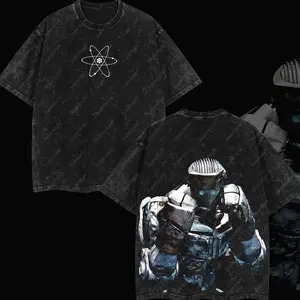 Superstyle Atom - Real Steel Edition Double Printed Oversize Lightweight Acid Washed Tee Hoodie Sweater TV Series Graphic Design Top Cotton Streetwear Movie T-Shirt Clothes Menswear Womenswear Hoodie Sweatshirt Apparel Classic N2Z