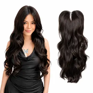 Full Coverage 24 inch Hand Tied Hair Topper Cap-Free Wig No Glue or Wig Cap Needed Natural Hairline Blends Seamlessly with Your Hair Instant Volume&Length No Excess Lace, No Glue, No Hassle More Coverage Than a Topper, Easier Than a Wig
