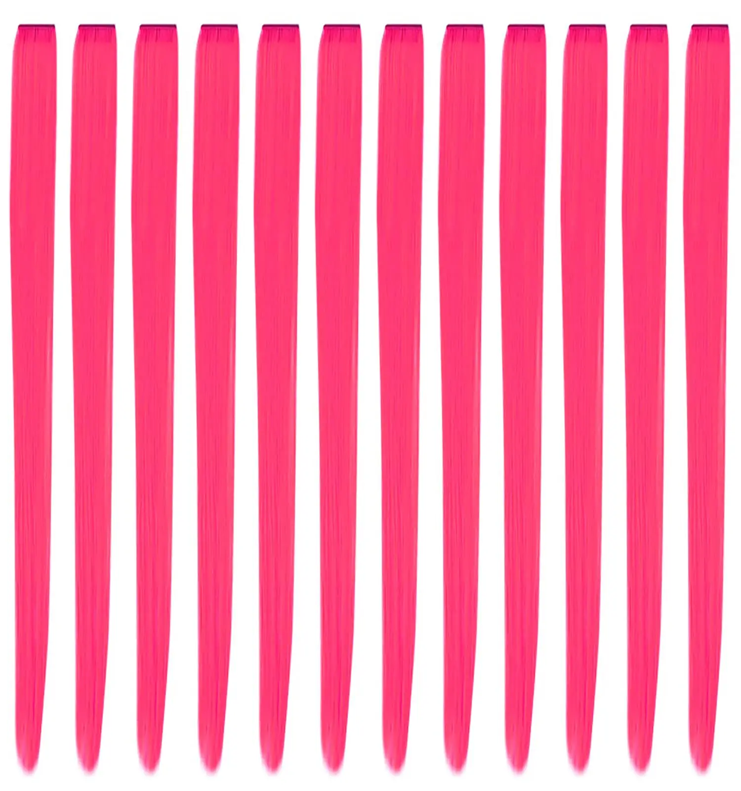 12 Pcs Clip in Hair Extensions, 22 Inch Colored Hair Extensions Party Highlights Long Straight Synthetic Hairpieces for Women (Hot Pink)