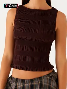 Women's pleated olive Knitted vest - elegant, Chic and versatile for daily use - suitable for summer tops, Womenswear