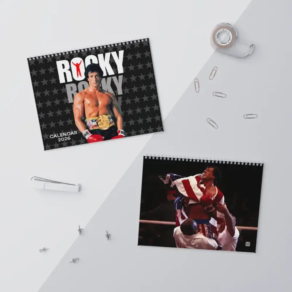 Rocky Motivational Quote 2026 Wall Calendar, Rocky Balboa Movie Planner, Sylvester Stallone Vintage Film Calendar, Boxing Inspiration Decor for Home Office, Gift Ideas for Him