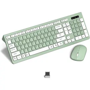 X-KBB10  Wireless Keyboard and Mouse Combo, Full-Sized Wireless Keyboard and Adjustable DPI Mouse, 2.4GHz USB Receiver, Keyboard and Mouse for PC, Windows, MAC, Desktop, Laptop (Avocado Green)