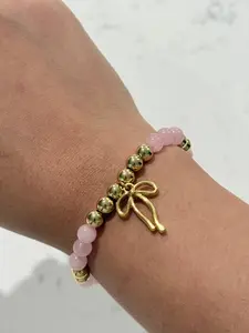 Graceful Rose Quartz Bow Bracelet