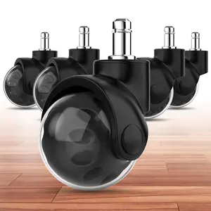 2 Inch Heavy Duty Office Chair Replacement Wheels, Quiet & Smooth Gliding, Universal Fit Rolling Casters, Supports 2000 Lbs, Safe for All Floors and Carpet, Premium Black Set for Desk Chairs