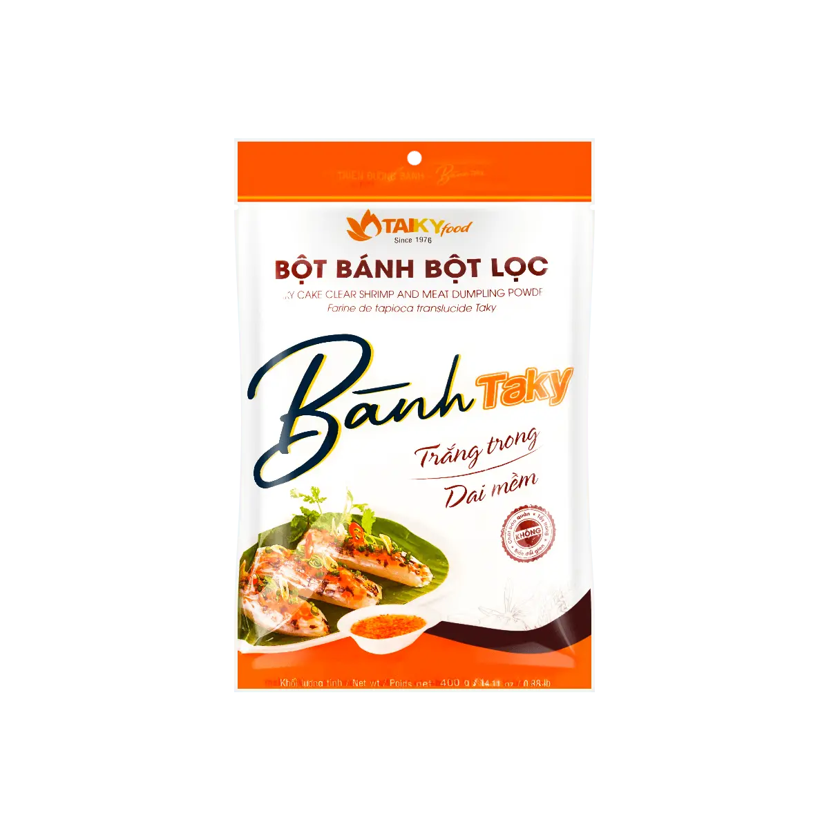 TAKY Vietnamese Rice Noodle Flour for Crystal Dumplings & Chee Cheong Fun (400g) - Authentic Tapioca Starch Mix