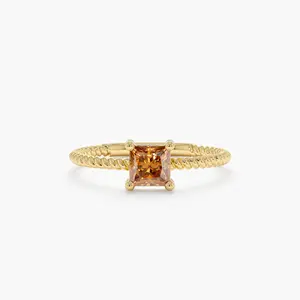 Square Citrine Ring, Sage