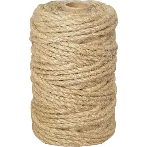 5mm Jute Rope 105 Feet Twisted Heavy Duty and Thick Twine Rope for Cat Scratcher Scratching Post Tree Craft Projects Gardening Home Decoration Packing Bundling (105FT * 5mm)