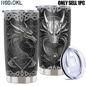 Halloween Gifts 20oz Durable Insulated Stainless Steel Thermal Tumbler with Dragon Design Insulated Travel Drinkware - Keeps Drinks Hot/Cold, Fits Car Cup Holders - Halloween Gifts for Dragon Lovers (Friends, Family, Girlfriend, Brother)