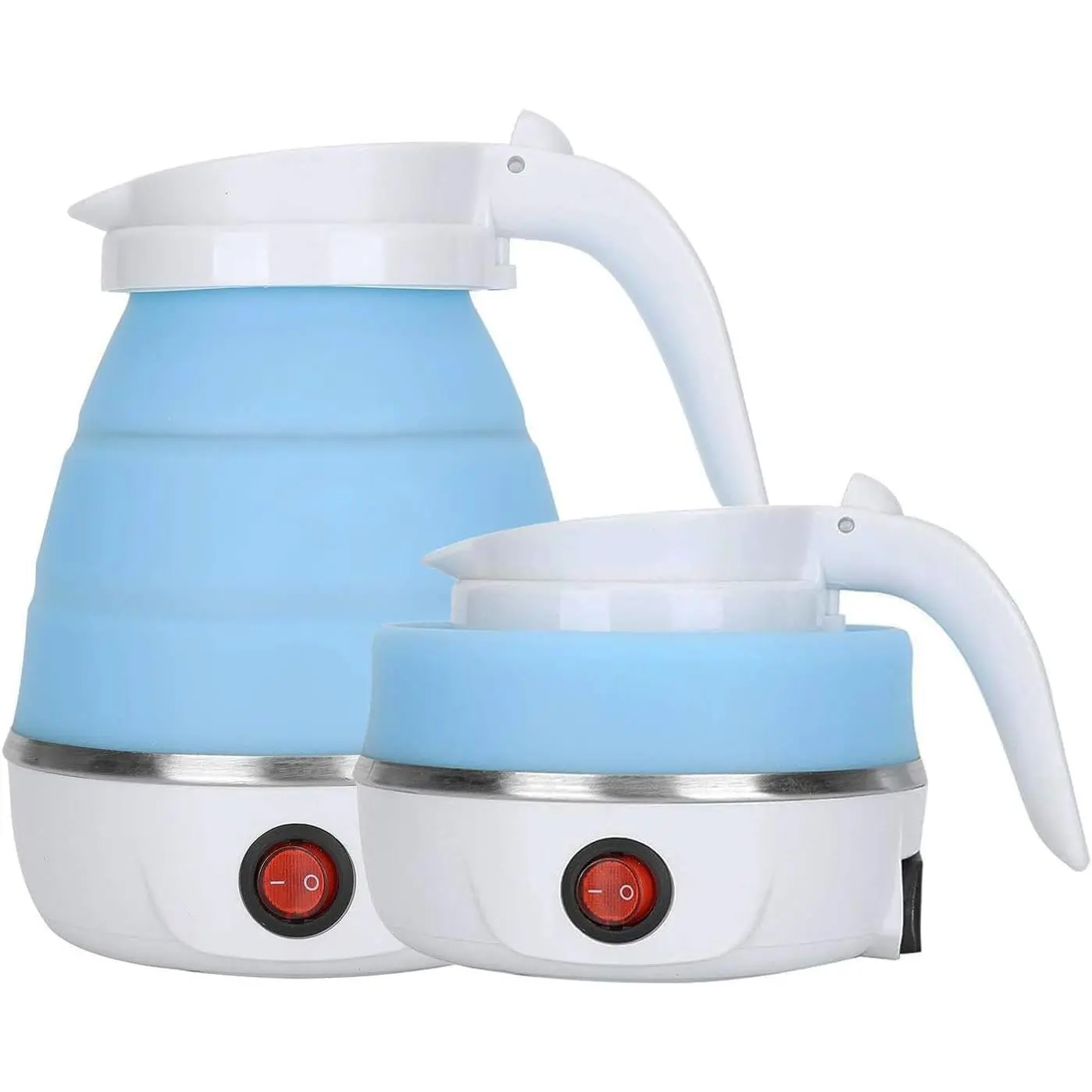 Corded Food Grade Silicone Electric Kettle - Foldable Design, 6.5*7.1in, Space Saving, Compact, Collapsible, Detachable Plug-Cord, Auto Shut-Off, Quick Boil, Portable for Camping, On the Go Lifestyles