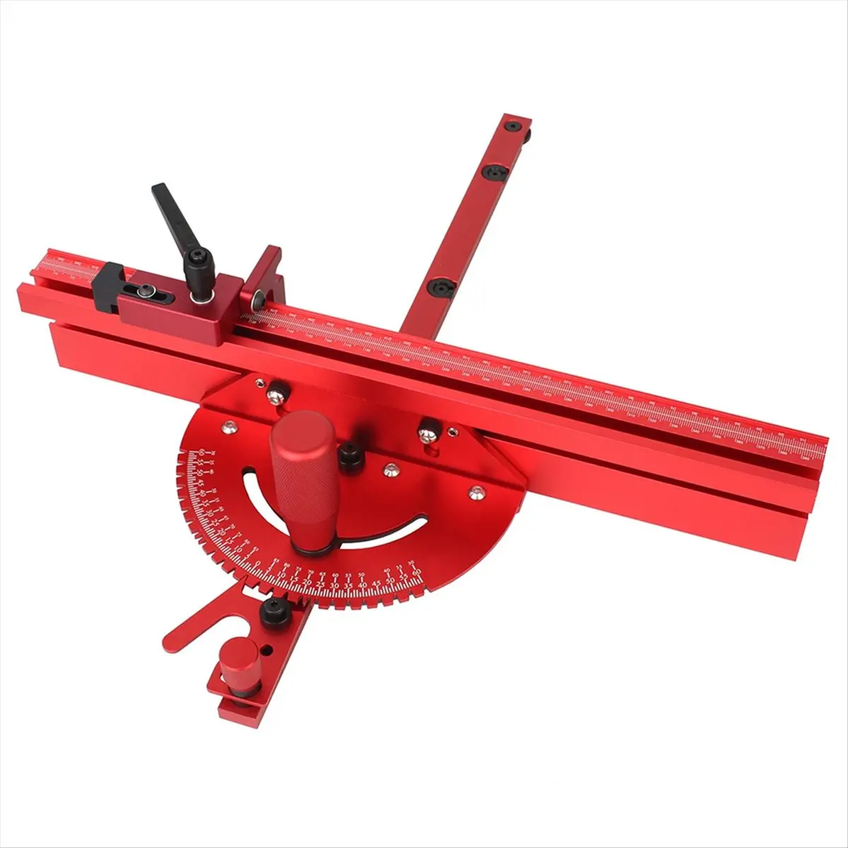 Aluminium Alloy Miter Gauge & Fence Set with 450mm T-Slot Track, Adjustable 0-60 Degrees Push Track Stop, Measuring Marking Tool for Table Saws, Router Woodworking Bench DIY Projects Accessories, Accurate Scale