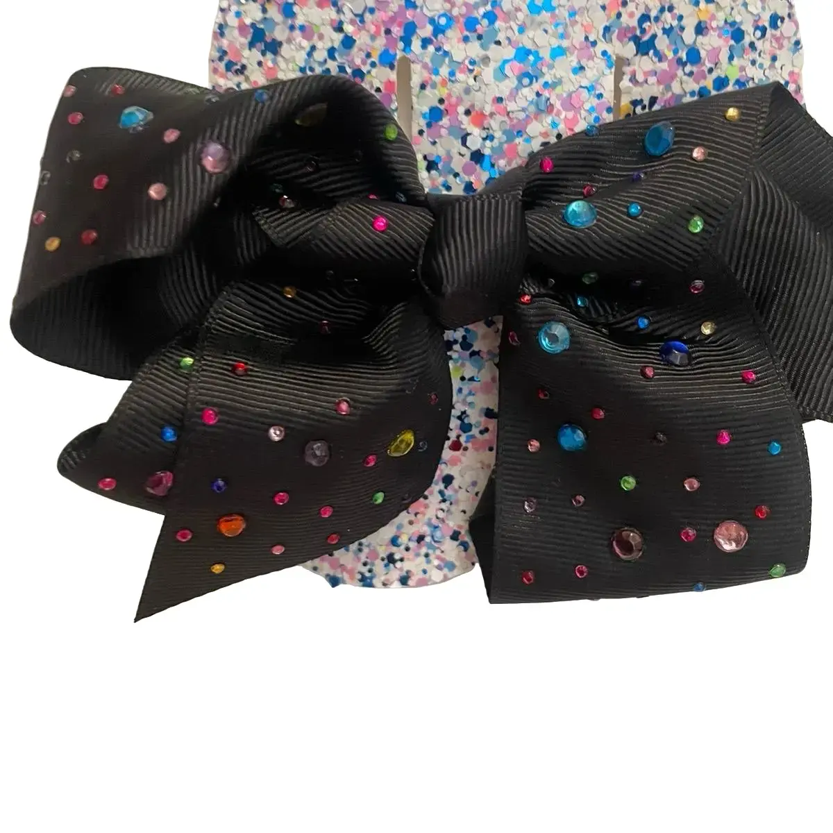 Black Rhinestone Hair Bow - Elegant Hair Accessory with Black Rhinestones, Perfect for Everyday Wear