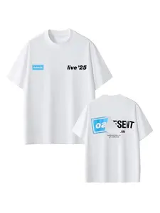 Rock Band O-Oasis Live 25 World Tour T-shirt for Men, High-quality Round Neck Print, Spring and Summer Loose Fit Plus Size, Fashionable Trend, Casual Sports, Men's and Women's Styles Y2K