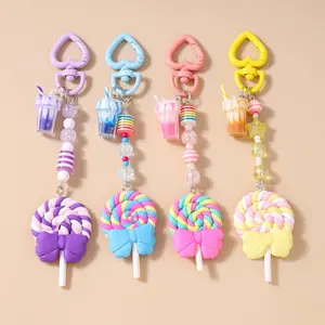 Pretty Resin Candy Lollipop Keychain Women Girls Juice Key Ring Pendants Handbag Decor DIY Key Chain Kid's Jewelry Gift