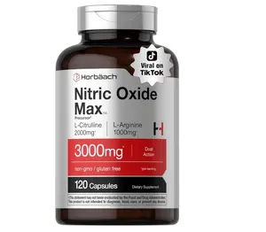 Horbäach Nitric Oxide Supplement | 3000mg | 120 Capsules | Pre Workout with L Arginine and L Citrulline for Men and Women | Non-GMO, Gluten Free Formula