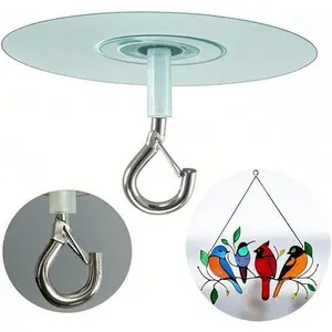 Strong Adhesive Hooks for Home Decor - Reusable Sticky Hooks for Hanging Plants, Mobiles, and Curtains - Damage-Free Round Hooks - Set of 10 - No Drilling Needed - Easy to Install and Remove