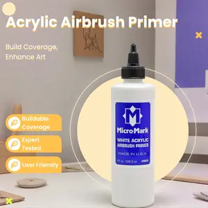 Micro-Mark White Acrylic Airbrush Primer 8oz Buildable Coverage Expert Tested User Friendly Application Made in USA
