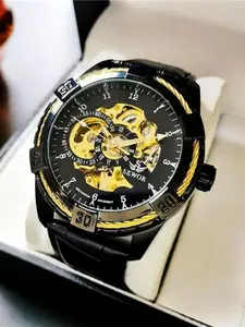 Men's Punk Style Analog Mechanical Watch, Fashion Watch for Party, Daily Clothing Decor, Trendy All-match & Exquisite Watch for Birthday Gift with Box